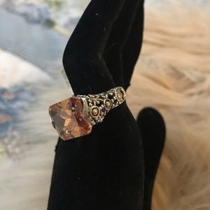 Silver Plated Topaz CZ  Pinky Ring Size 5